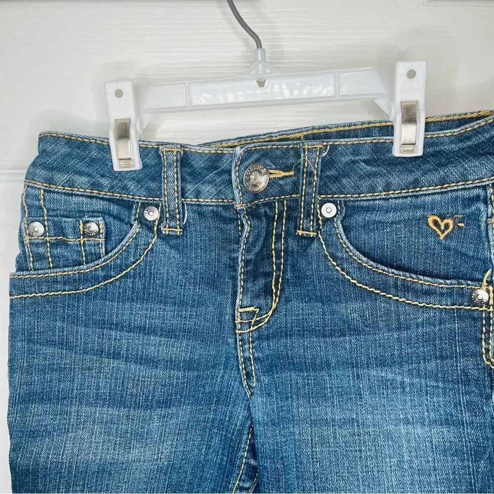Justice Blue Denim Shorts Bermuda Cuff Hem Five Pocket Design Jean Short 10 Slim